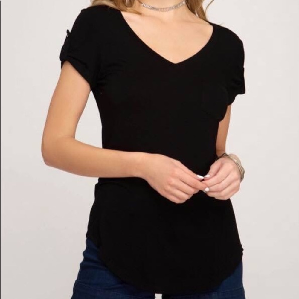 Short Sleeve Top with Button Detail